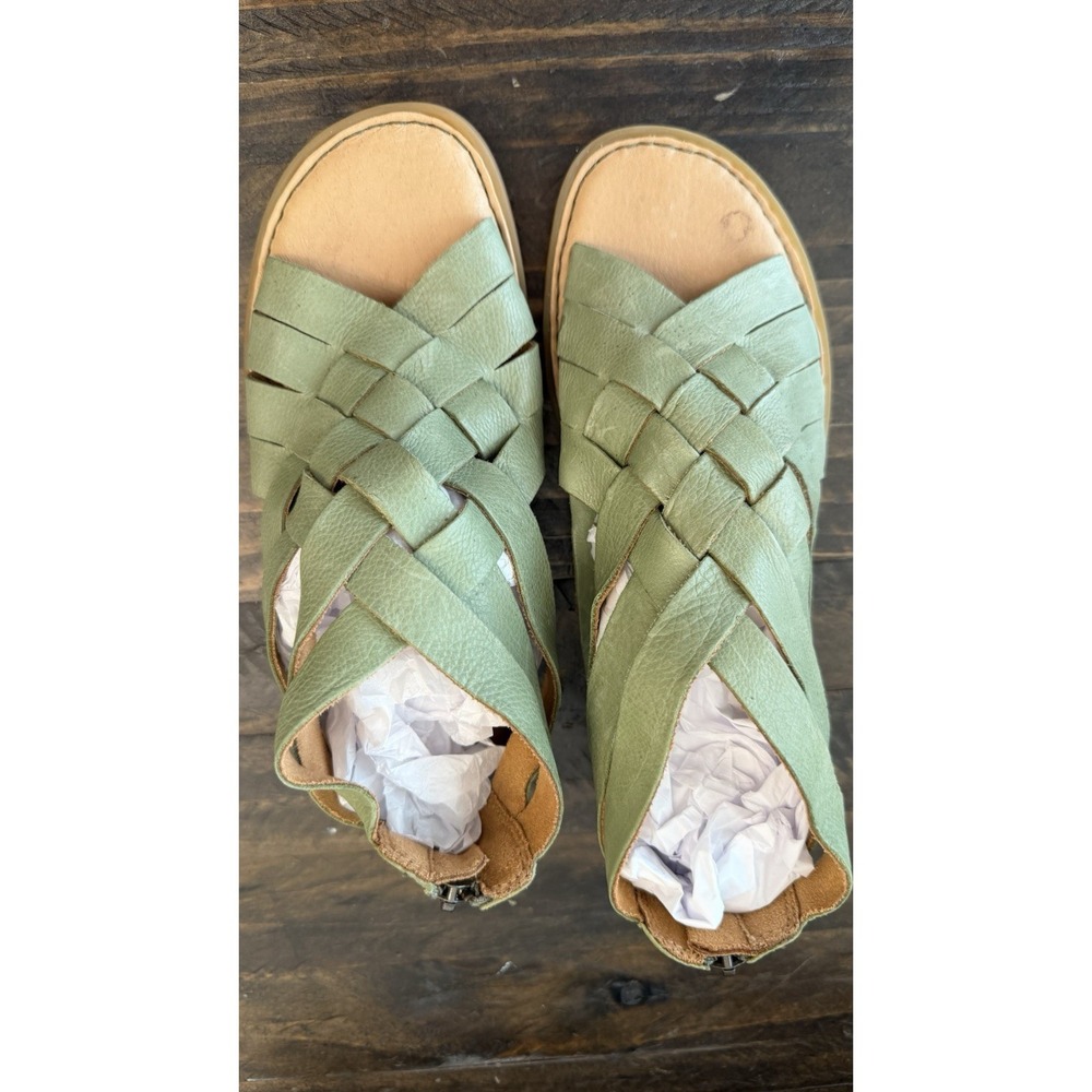 Born Sandals Women's 6 Iwa Woven Fig Green Leather Comfort
